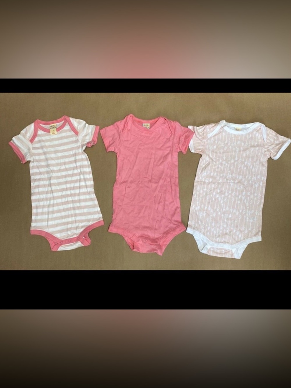 Baby girl set of 3 pink one piece bodysuits infant size 9 months Harper Canyon